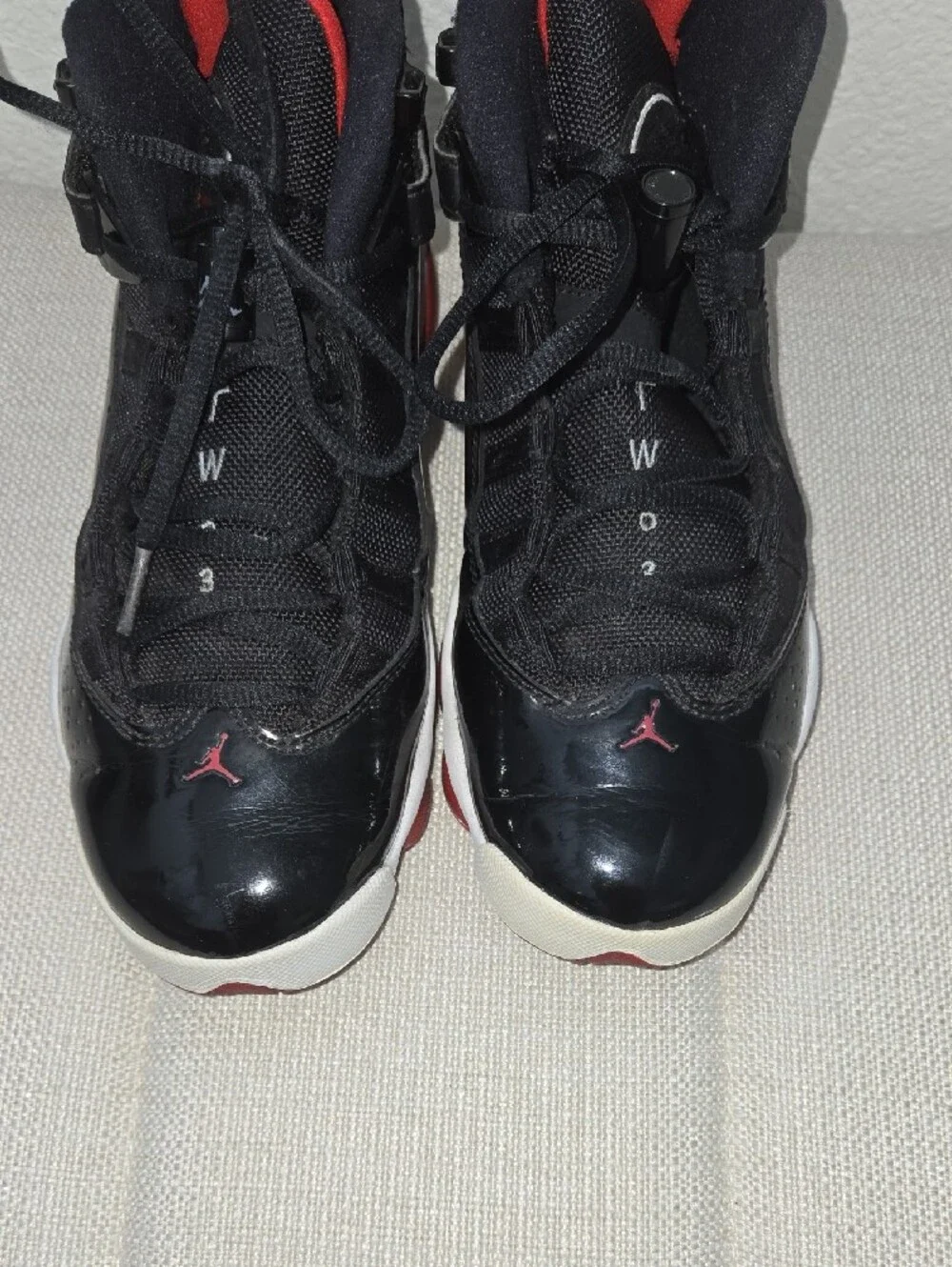 Jordan 6 Ring Nike Black and Red High-Top Sneakers